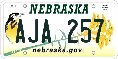 NE license plate AJA257