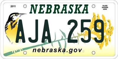 NE license plate AJA259