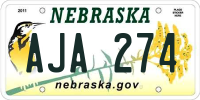 NE license plate AJA274