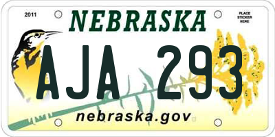 NE license plate AJA293