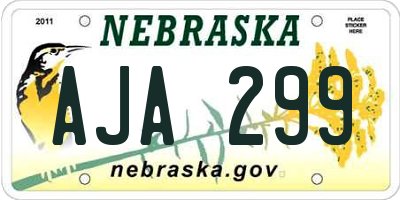 NE license plate AJA299