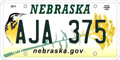 NE license plate AJA375
