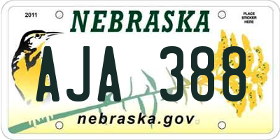 NE license plate AJA388