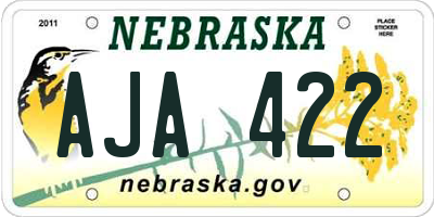 NE license plate AJA422