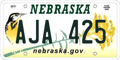 NE license plate AJA425