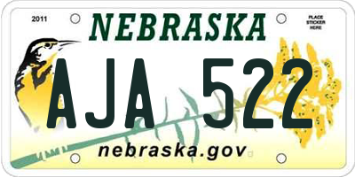 NE license plate AJA522