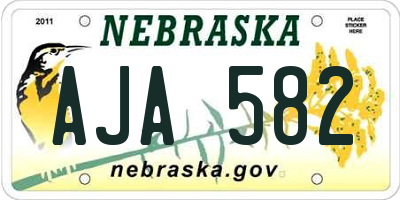 NE license plate AJA582