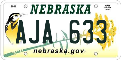 NE license plate AJA633