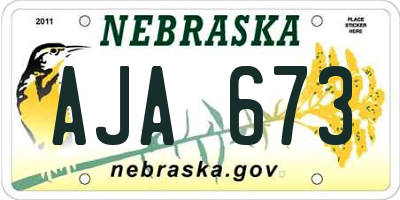 NE license plate AJA673