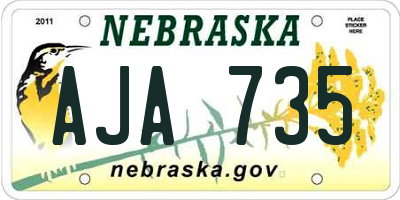 NE license plate AJA735