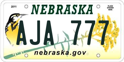 NE license plate AJA777