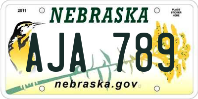 NE license plate AJA789
