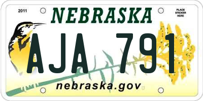 NE license plate AJA791