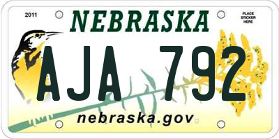 NE license plate AJA792