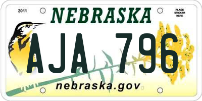 NE license plate AJA796