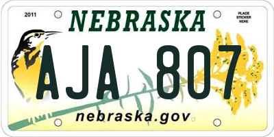 NE license plate AJA807