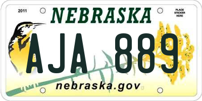 NE license plate AJA889
