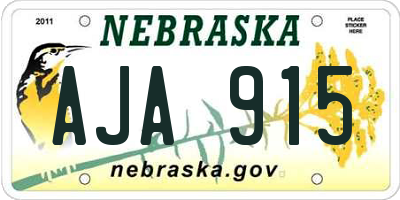 NE license plate AJA915