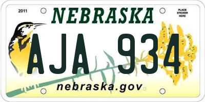NE license plate AJA934