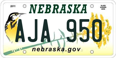 NE license plate AJA950