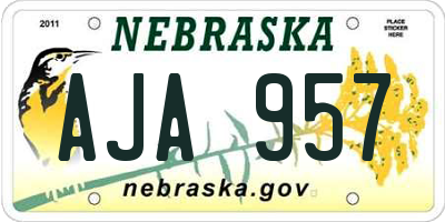 NE license plate AJA957