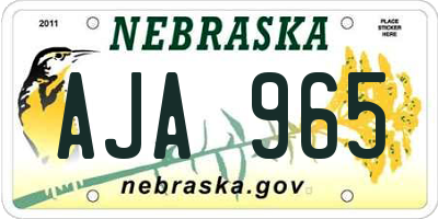 NE license plate AJA965