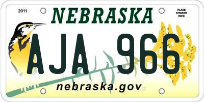 NE license plate AJA966