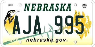 NE license plate AJA995