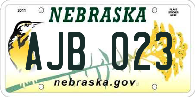 NE license plate AJB023