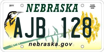 NE license plate AJB128