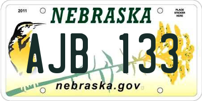 NE license plate AJB133