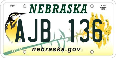 NE license plate AJB136