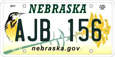 NE license plate AJB156