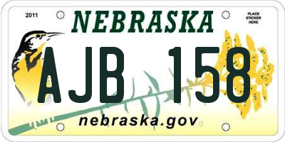 NE license plate AJB158