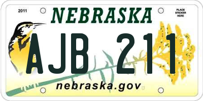 NE license plate AJB211