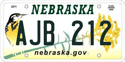 NE license plate AJB212