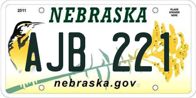 NE license plate AJB221