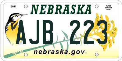 NE license plate AJB223