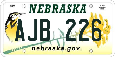 NE license plate AJB226