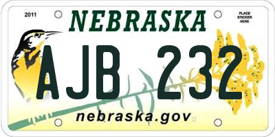 NE license plate AJB232