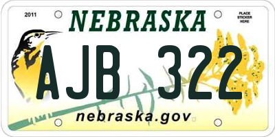 NE license plate AJB322