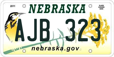 NE license plate AJB323