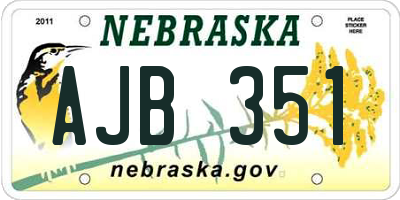 NE license plate AJB351