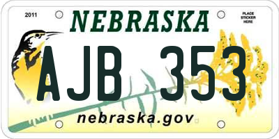 NE license plate AJB353