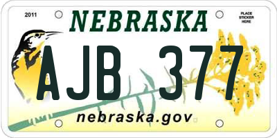 NE license plate AJB377