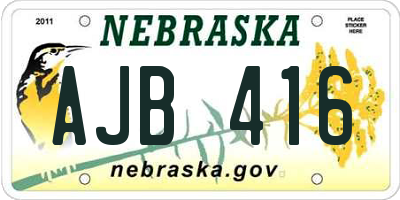 NE license plate AJB416