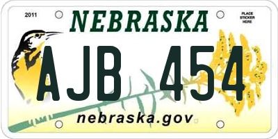 NE license plate AJB454