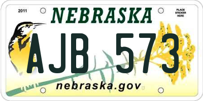NE license plate AJB573
