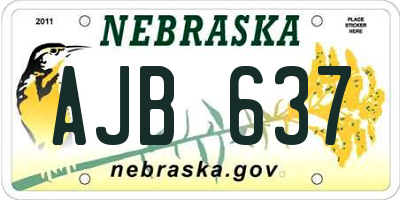 NE license plate AJB637