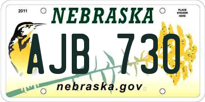 NE license plate AJB730